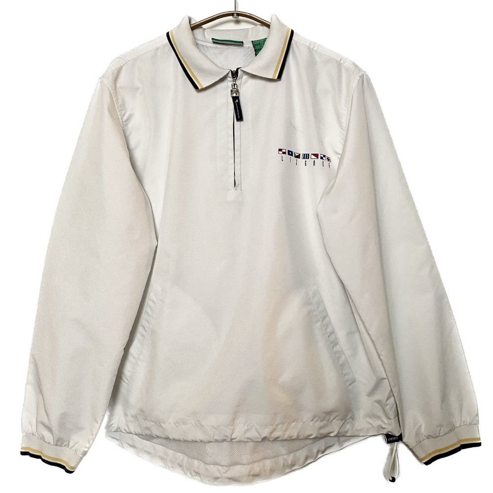 Vintage Liz Claiborne Windbreaker Women M White Golf 1/4 Zip 90s Preppy Coastal